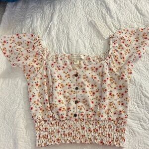 Monteau White Floral Blouse